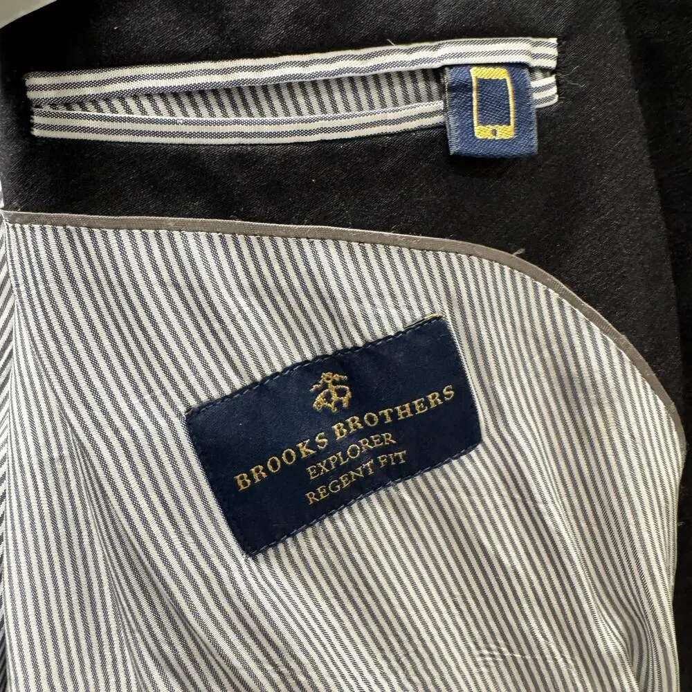 Brooks Brothers Blazer Mens 46 R Black‎ Explorer Regent Fit Coastal Wool